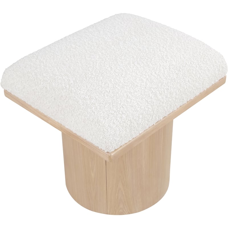 Maklaine Modern / Contemporary Cream Boucle Fabric Bench/Stool
