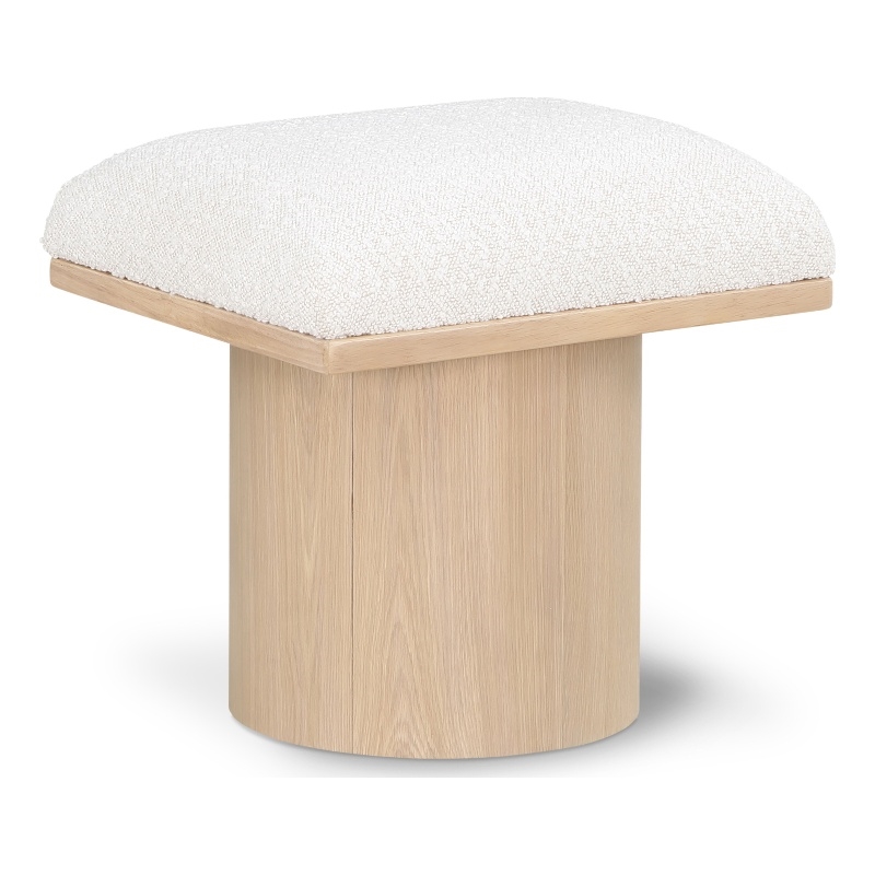 Maklaine Modern / Contemporary Cream Boucle Fabric Bench/Stool