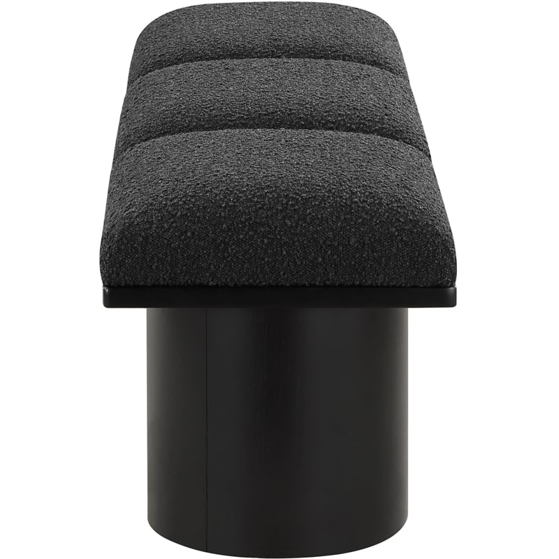 Maklaine Modern / Contemporary Rich Black Boucle Fabric Bench