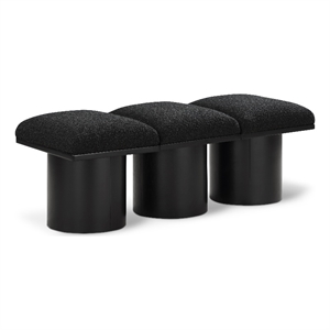 Maklaine Modern / Contemporary Rich Black Boucle Fabric Bench