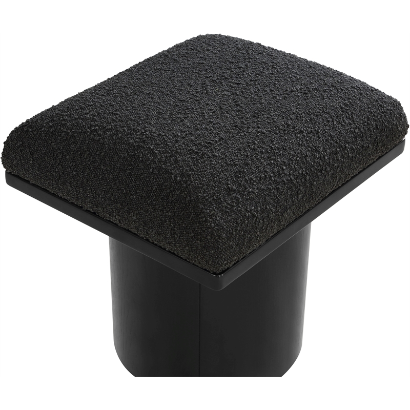 Maklaine Modern / Contemporary Black Boucle Fabric Bench/Stool
