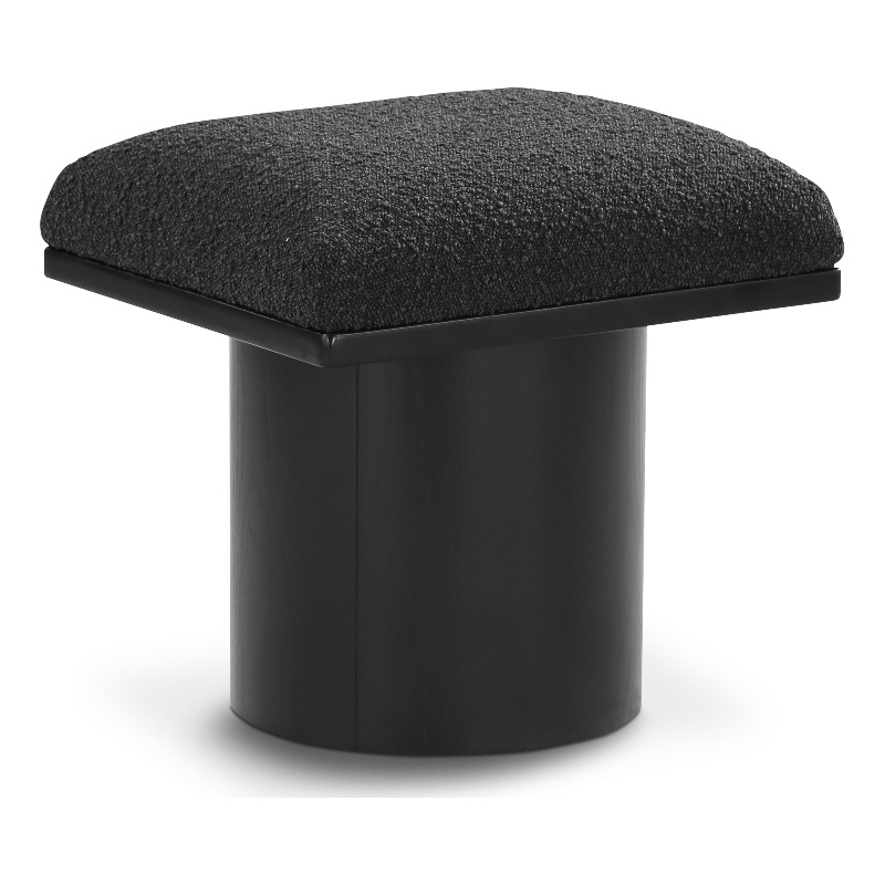 Maklaine Modern / Contemporary Black Boucle Fabric Bench/Stool