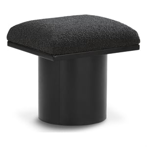 Maklaine Modern / Contemporary Black Boucle Fabric Bench/Stool