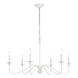 Maklaine 30&quot 6-Light Transitional Metal Chandelier in White Finish
