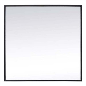 Maklaine 24&quot Square Modern Metal/MDF Wood Vanity Mirror in Black