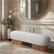 Maklaine Boucle Fabric Cream Bench Rectangular Art Deco 60.5
