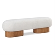 Maklaine Boucle Fabric Cream Bench Rectangular Art Deco 60.5