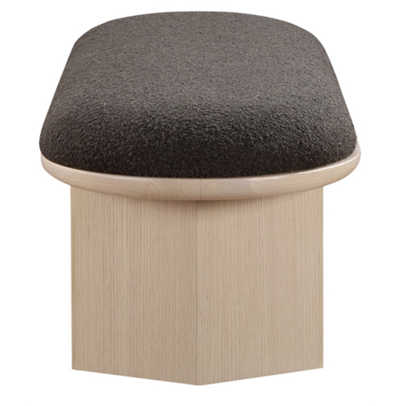 Maklaine Modern / Contemporary Luxurious Brown Boucle Fabric Bench