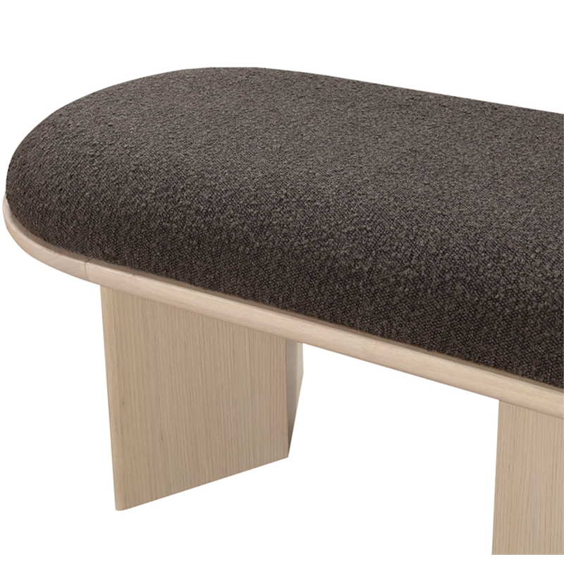 Maklaine Modern / Contemporary Luxurious Brown Boucle Fabric Bench