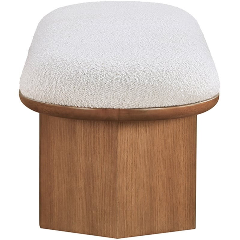 Maklaine Modern / Contemporary Luxurious Cream Boucle Fabric Bench