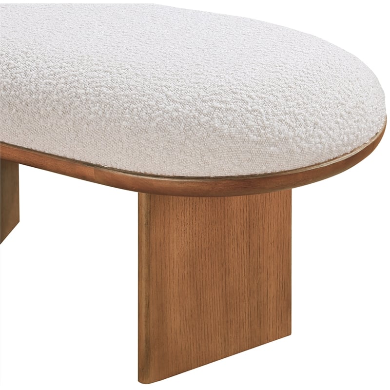Maklaine Modern / Contemporary Luxurious Cream Boucle Fabric Bench