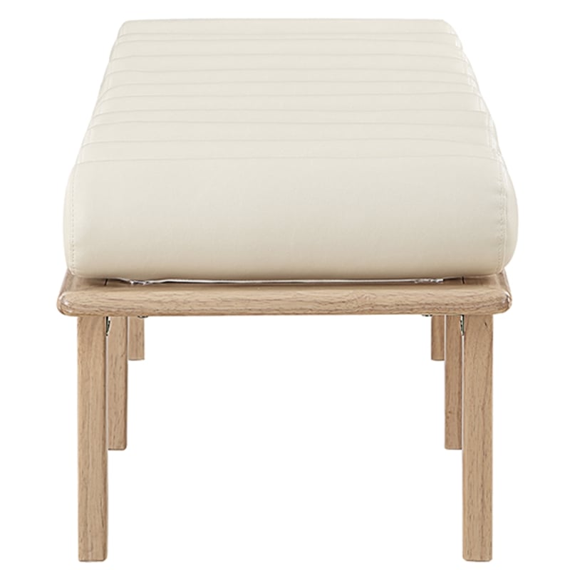 Maklaine Modern / Contemporary Cream Vegan Faux Leather Bench