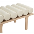 Maklaine Modern / Contemporary Cream Vegan Faux Leather Bench
