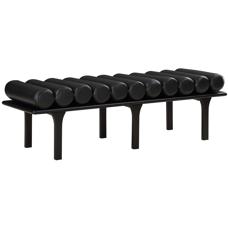 Maklaine Modern / Contemporary Black Vegan Faux Leather Bench