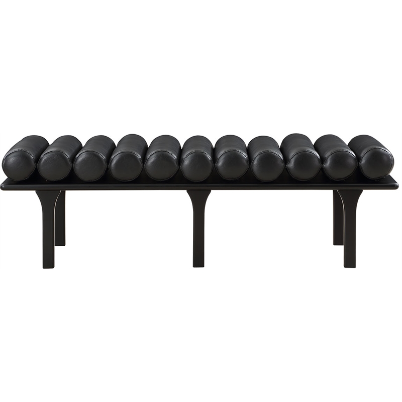 Maklaine Modern / Contemporary Black Vegan Faux Leather Bench