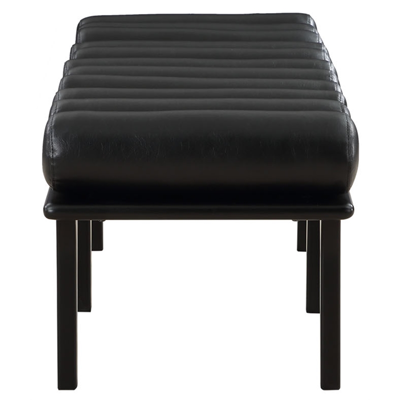 Maklaine Modern / Contemporary Black Vegan Faux Leather Bench