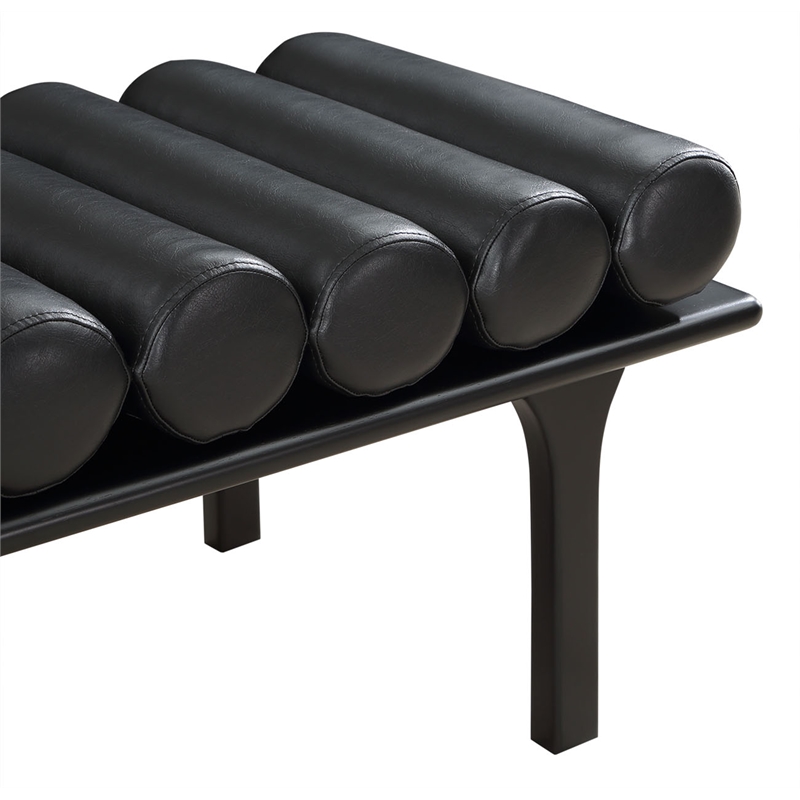 Maklaine Modern / Contemporary Black Vegan Faux Leather Bench