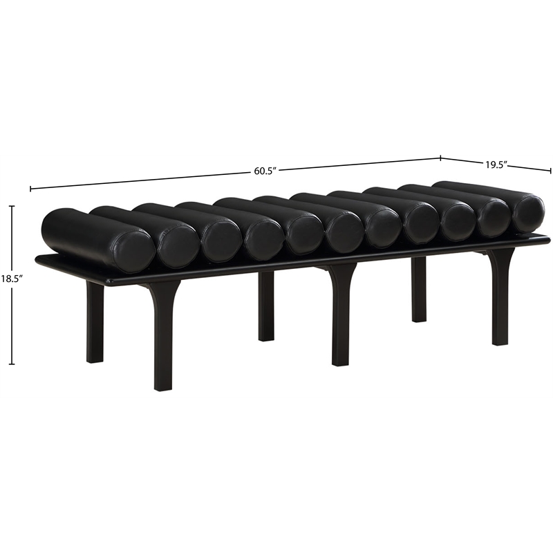 Maklaine Modern / Contemporary Black Vegan Faux Leather Bench