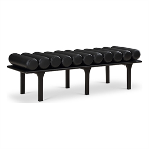 Maklaine Modern / Contemporary Black Vegan Faux Leather Bench