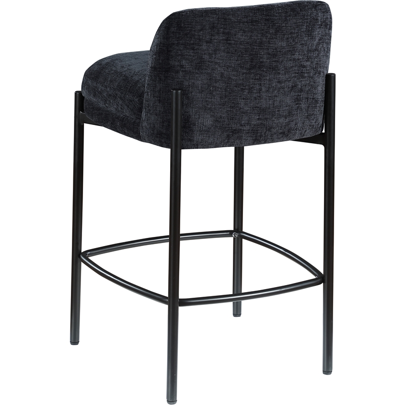Maklaine Contemporary Black Chenille Fabric Stool (Set of 2)