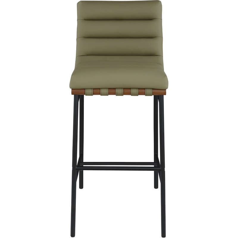 Maklaine Contemporary Olive Green Vegan Faux Leather Bar Stool