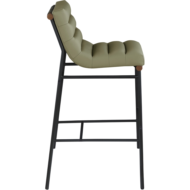 Maklaine Contemporary Olive Green Vegan Faux Leather Bar Stool