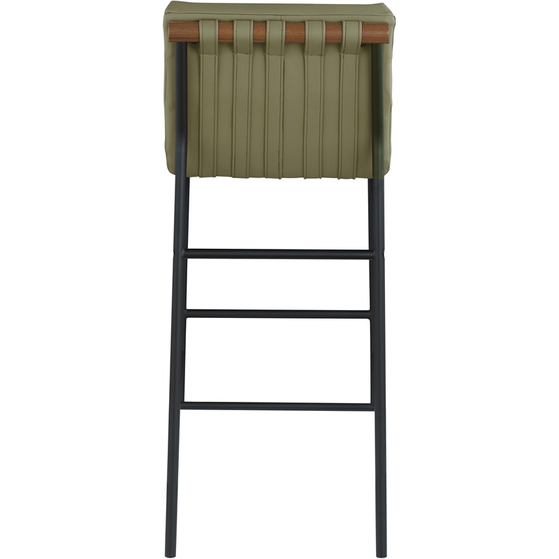Maklaine Contemporary Olive Green Vegan Faux Leather Bar Stool