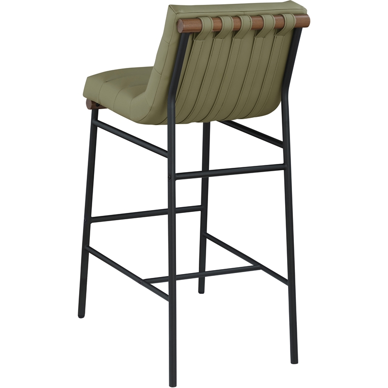 Maklaine Contemporary Olive Green Vegan Faux Leather Bar Stool