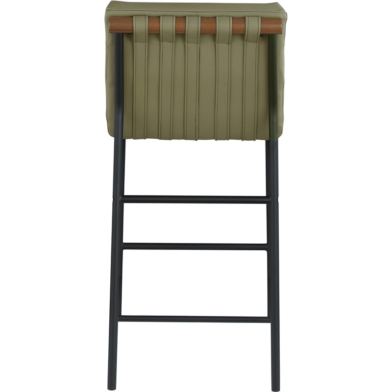 Maklaine Contemporary Green Vegan Faux Leather Counter Stool