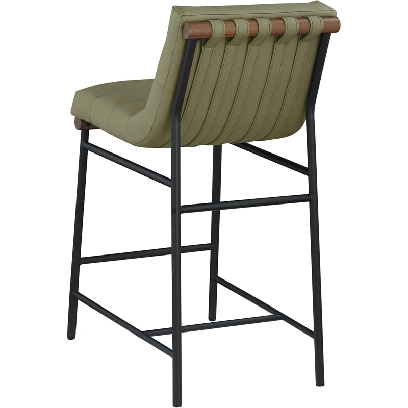 Maklaine Contemporary Green Vegan Faux Leather Counter Stool