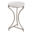 Maklaine Accent Table in Brushed Gold Base with White Marble Top