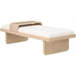 Maklaine Mid-Century Soft Cream Finish Chenille Fabric Bench