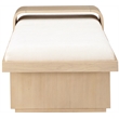 Maklaine Mid-Century Soft Cream Finish Chenille Fabric Bench