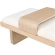 Maklaine Mid-Century Soft Cream Finish Chenille Fabric Bench