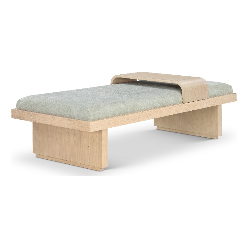 Maklaine Mid-Century Mint Green Finish Chenille Fabric Bench