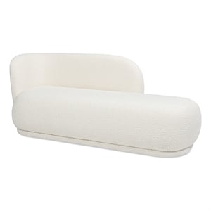 Maklaine 75&quot Modern Rounded Chaise Lounge Ivory White Boucle