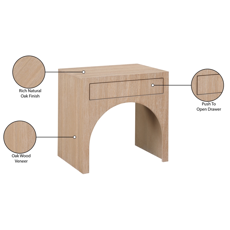 Maklaine Engineered Wood Mid-Century Rich Natural Oak Night Stand