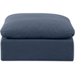 Maklaine Modern / Contemporary Linen Fabric Ottoman in Navy Finish