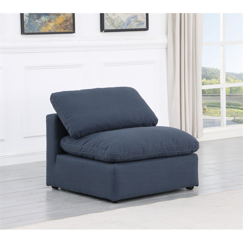 Maklaine Modern / Contemporary Linen Fabric Armless Chair in Navy