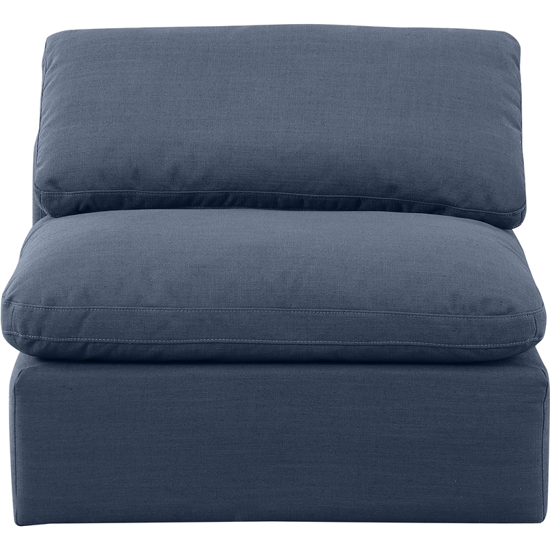 Maklaine Modern / Contemporary Linen Fabric Armless Chair in Navy