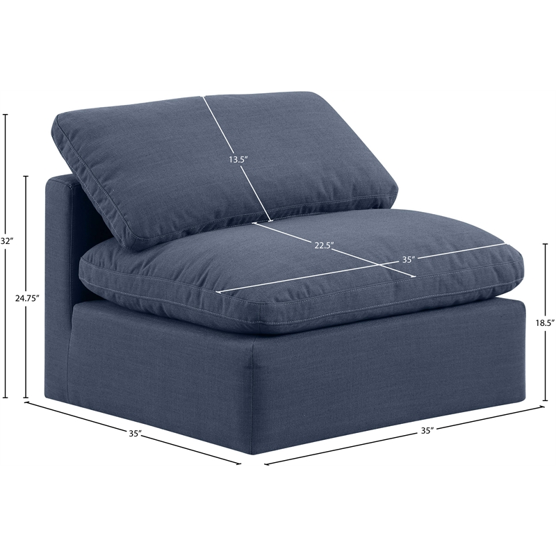 Maklaine Modern / Contemporary Linen Fabric Armless Chair in Navy