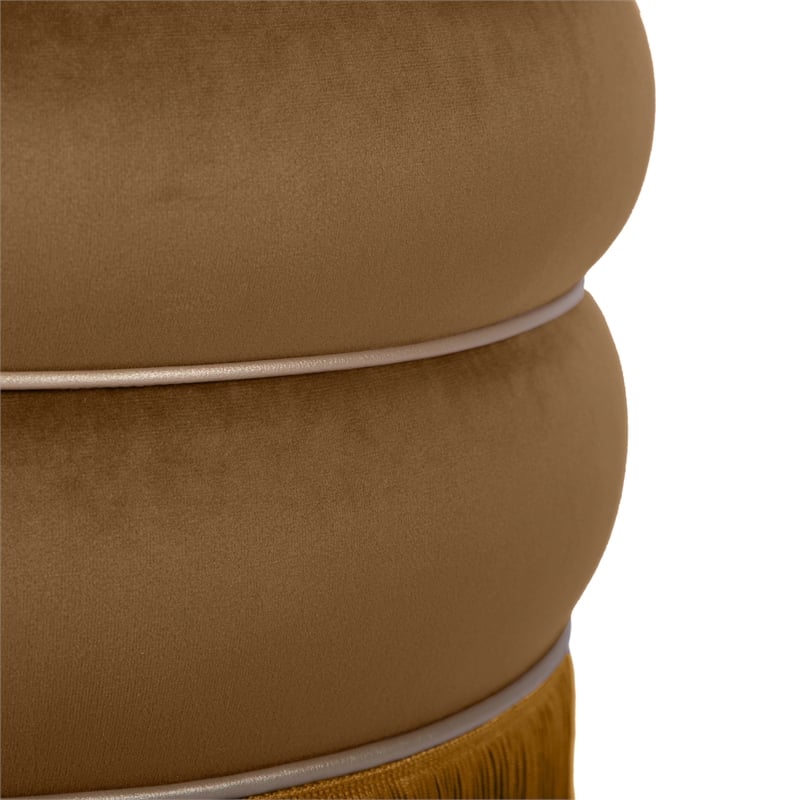 Maklaine Retro Modern Upholstered Velvet Ottoman in Chocolate Finish