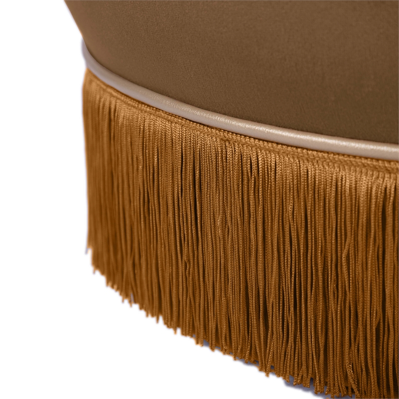 Maklaine Retro Modern Upholstered Velvet Ottoman in Chocolate Finish
