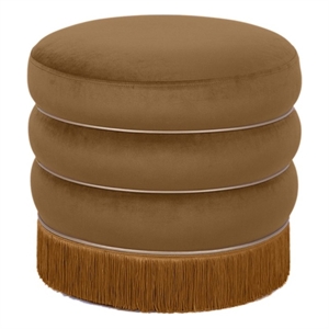 Maklaine Retro Modern Upholstered Velvet Ottoman in Chocolate Finish