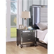 Maklaine Modern / Contemporary Nightstand Gunmetal Gray and Mirror