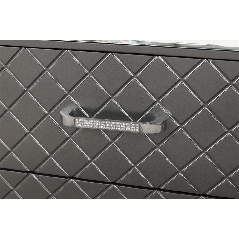 Maklaine Modern / Contemporary Nightstand Gunmetal Gray and Mirror