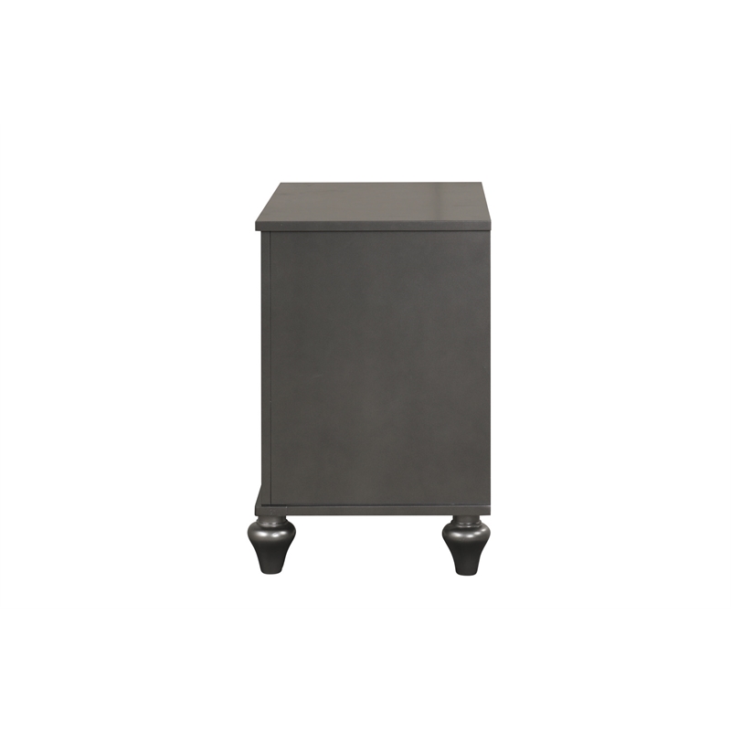 Maklaine Modern / Contemporary Nightstand Gunmetal Gray and Mirror