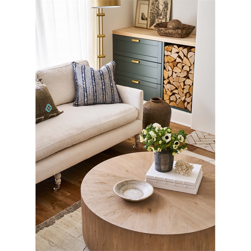Maklaine Coastal Cocktail Table in Natural Tan Weathered Oak