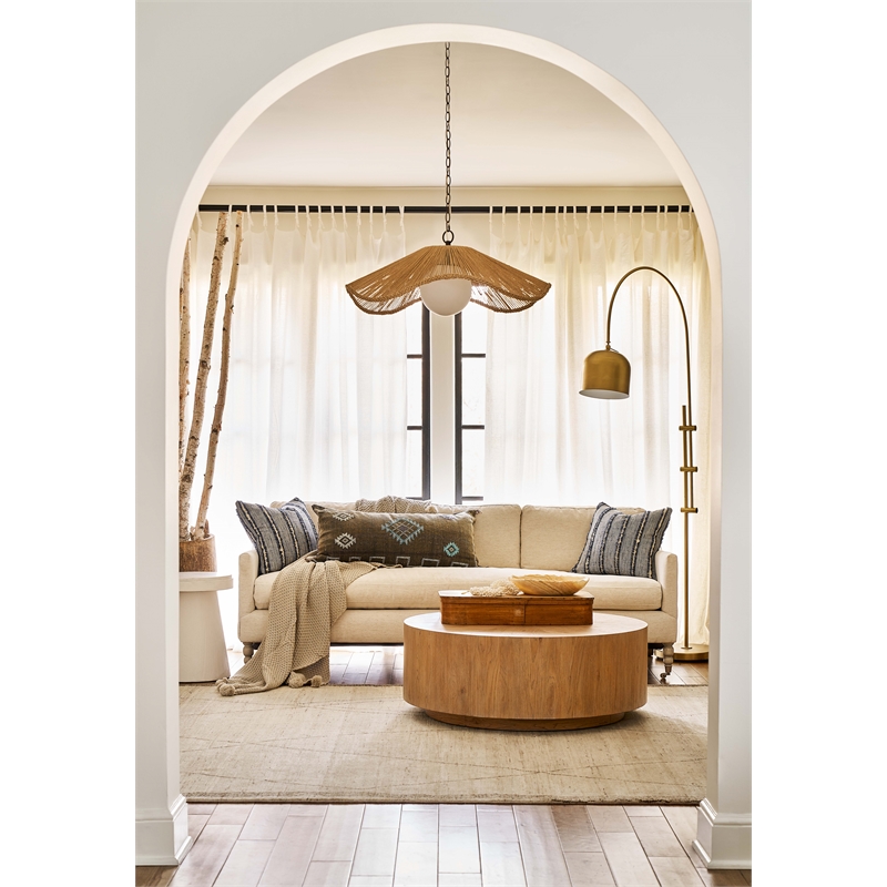 Maklaine Coastal Cocktail Table in Natural Tan Weathered Oak