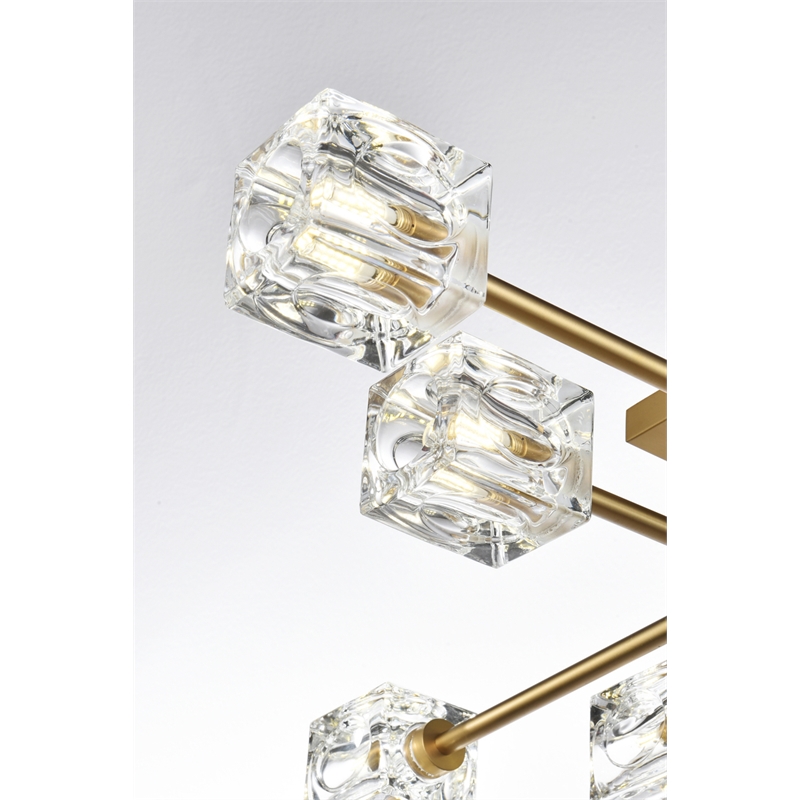 Maklaine 8-Light Metal & Glass Flush Mount in Satin Gold/Clear